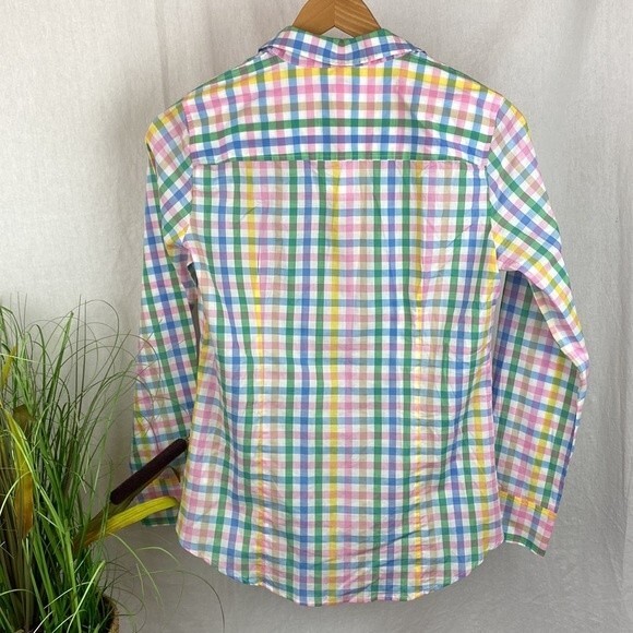 J Crew White Plaid Gingham Cotton Long Sleeve Button Down Shirt Top NEW S - Picture 3 of 8